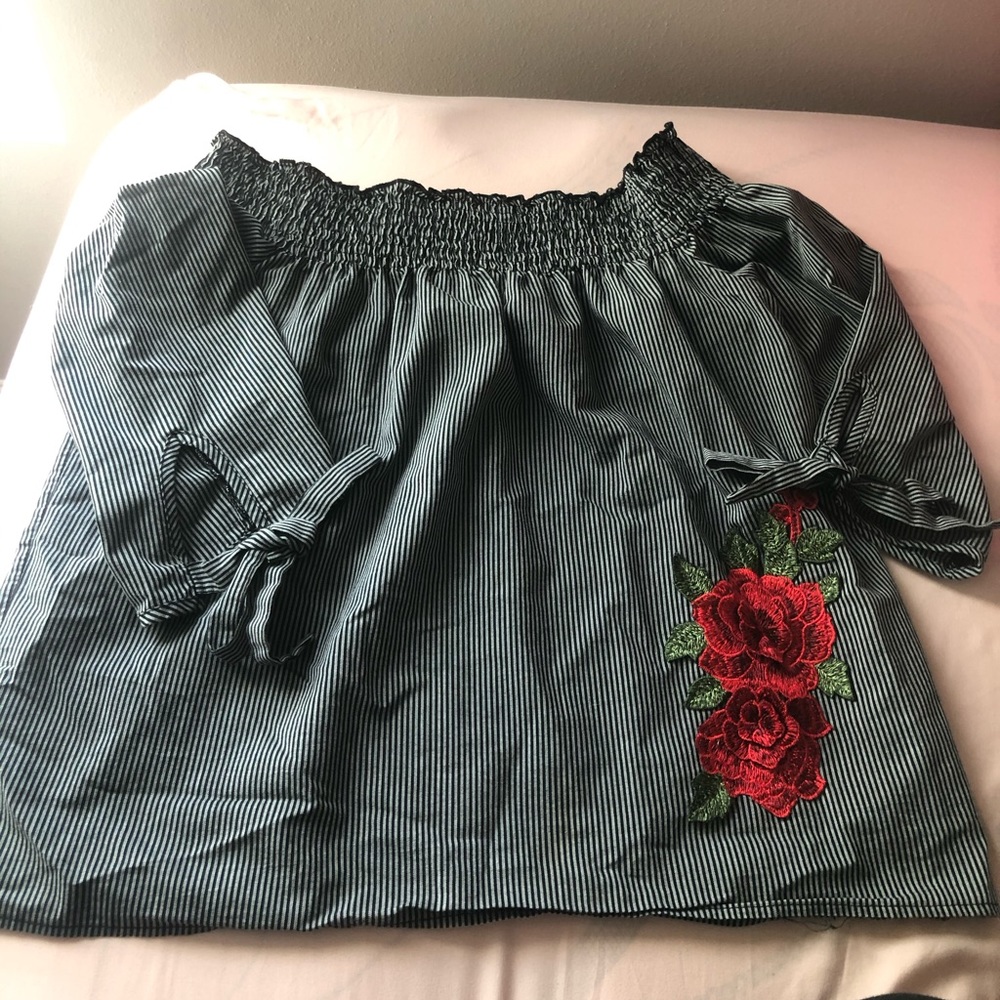 Black & Gray off the shoulder top